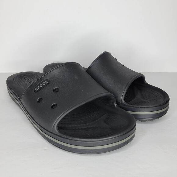 CROCS Crocband III Slides Sandals Slip-Ons Black Gray Unisex M7/W9 - Picture 1 of 9
